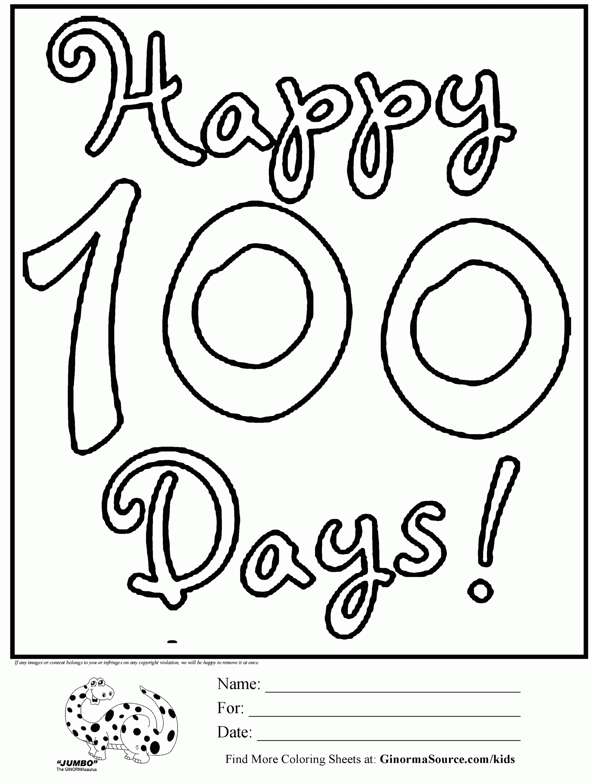 100Th Day Of School Coloring Pages Printable 100Th Day Of School Coloring Pages Printable