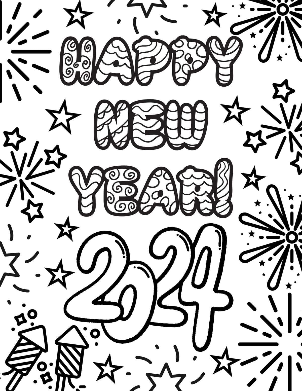 20 Free New Year Coloring Pages 2024 20 Free New Year Coloring Pages 2024