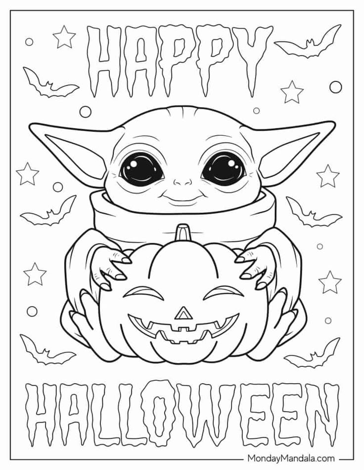 24 Baby Yoda Coloring Pages Free PDF Printables Fall Coloring Sheets
