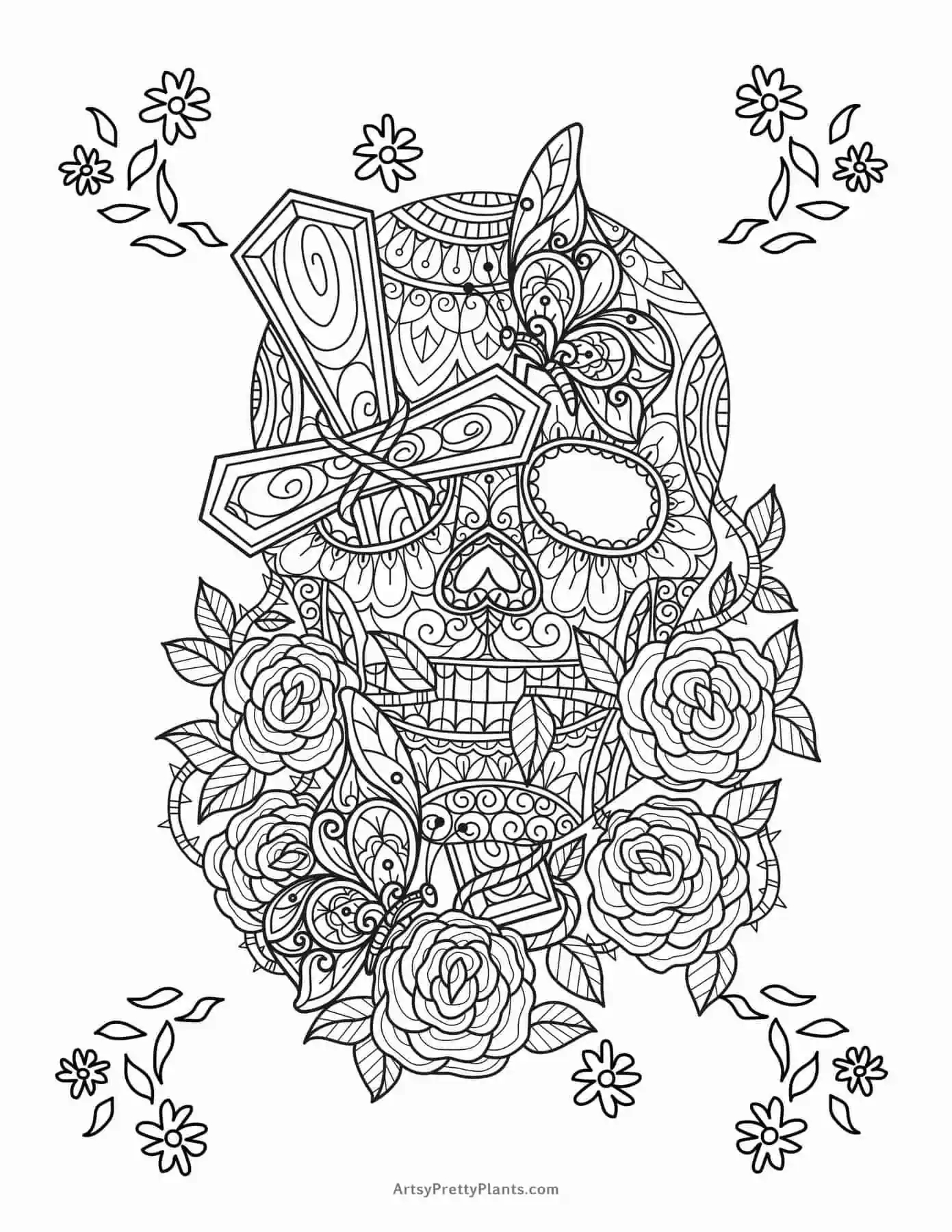 29 Free Sugar Skull Coloring Pages Artsy Pretty Plants
