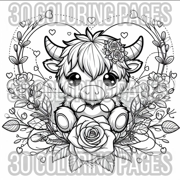 30 Cute Highland Cow Coloring Page Valentines Coloring Sheet Hearts 30 Cute Highland Cow Coloring Page Valentines Coloring Sheet Hearts