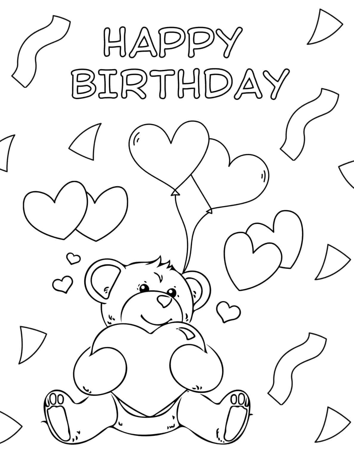 Happy Birthday Coloring Pages Printable Pdf