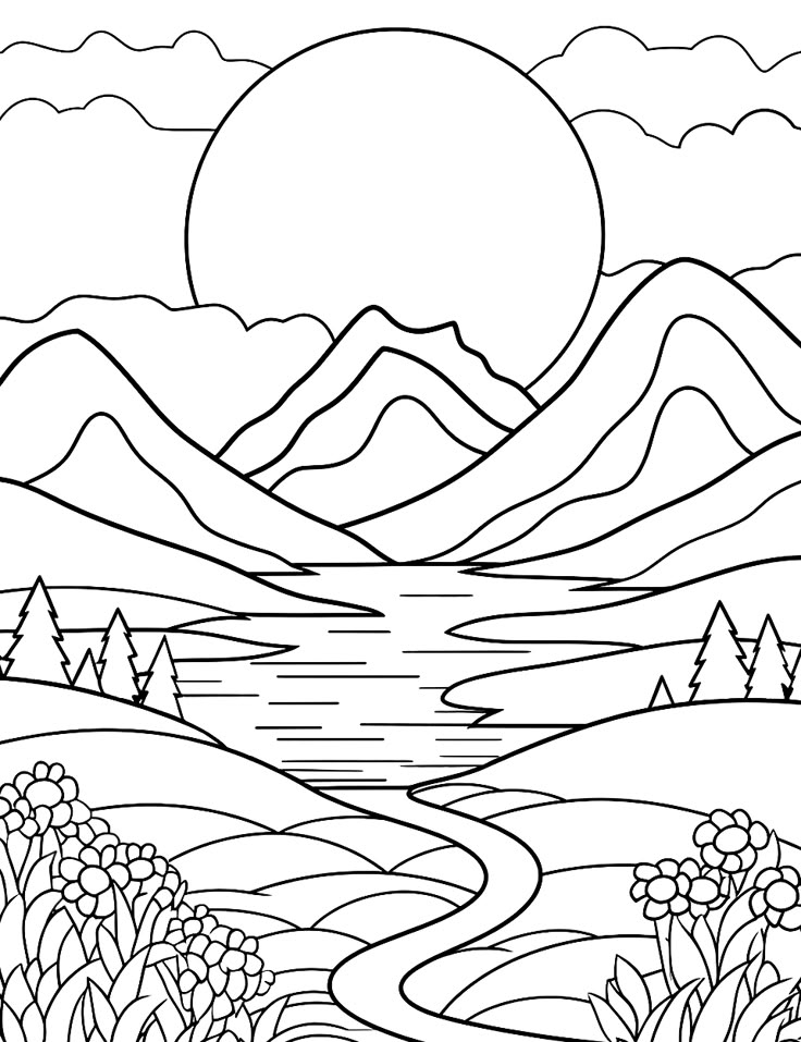 30 Nature Coloring Pages Majestic Mountain Landscape 30 Nature Coloring Pages Majestic Mountain Landscape
