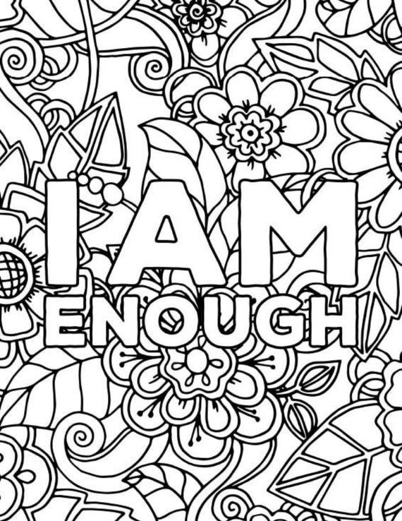 43 Page I Am Enough Inspirational Motivational Adult Coloring