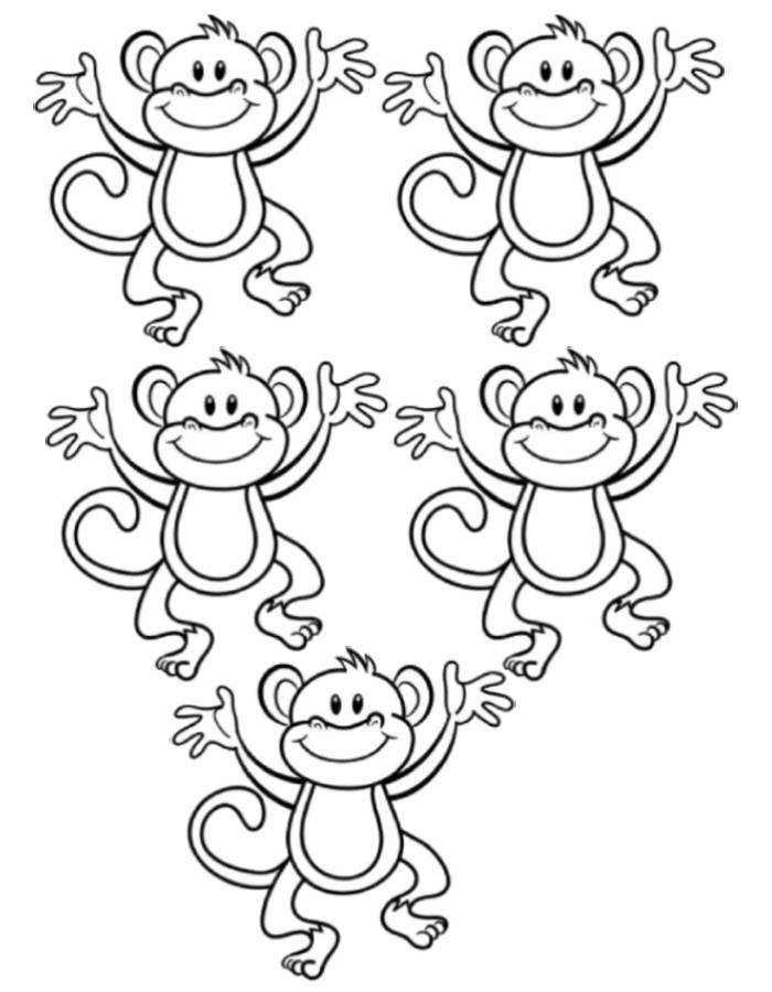 5 Little Monkeys Coloring Page 5 Little Monkeys Coloring Page