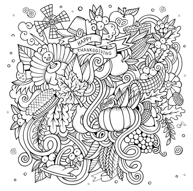 57 Free Printable Thanksgiving Coloring Pages For Adults Happier Human