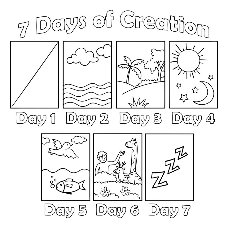 7 Days Of Creation Printable Creation Coloring Pages Creation