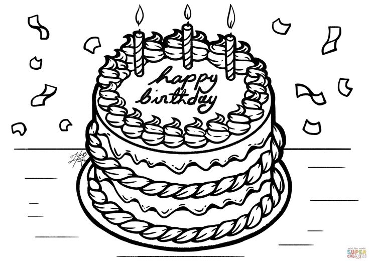 A Birthday Cake With Candles On It And Confetti Around The Edges A Birthday Cake With Candles On It And Confetti Around The Edges