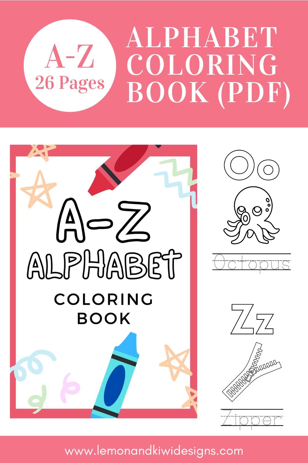 A Z PDF Tracing And Coloring Book Lemon And Kiwi Designs