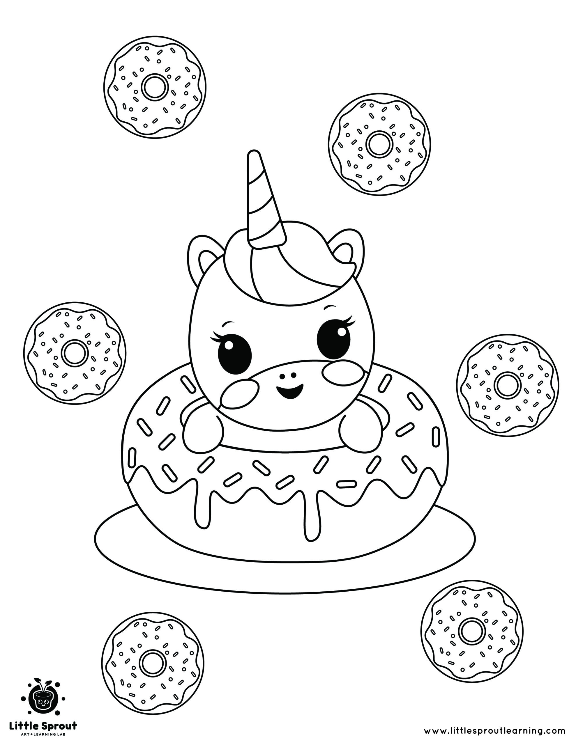 Adorable Unicorn Donut Coloring Page Little Sprout Art Learning Lab