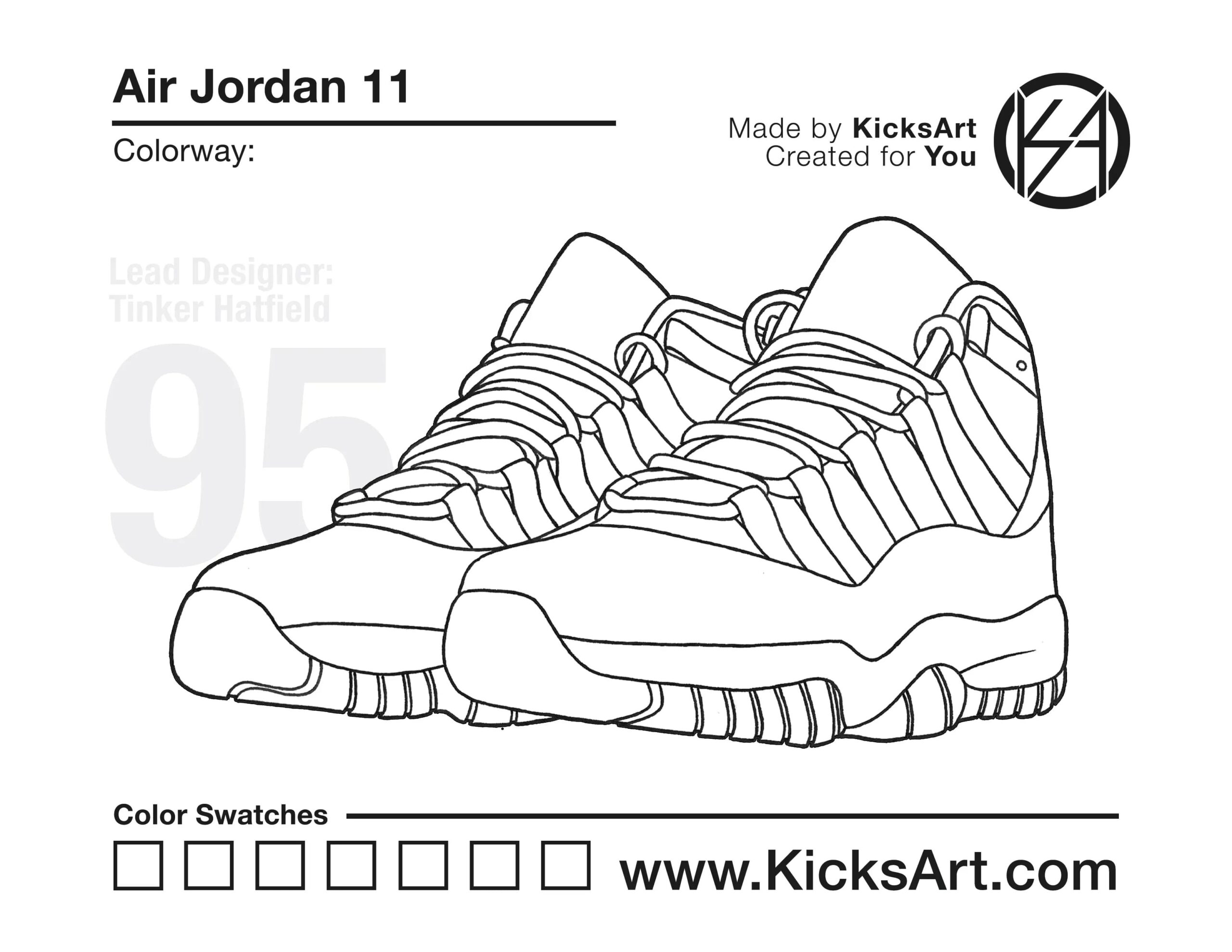 Air Jordan 11 Sneaker Coloring Page Created By KicksArt Air Jordans Air Jordan 11 Sneaker Coloring Page Created By KicksArt Air Jordans