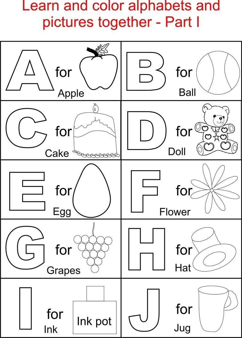 Alphabets Coloring Printable Pages For Kids Alphabet A Alphabet For