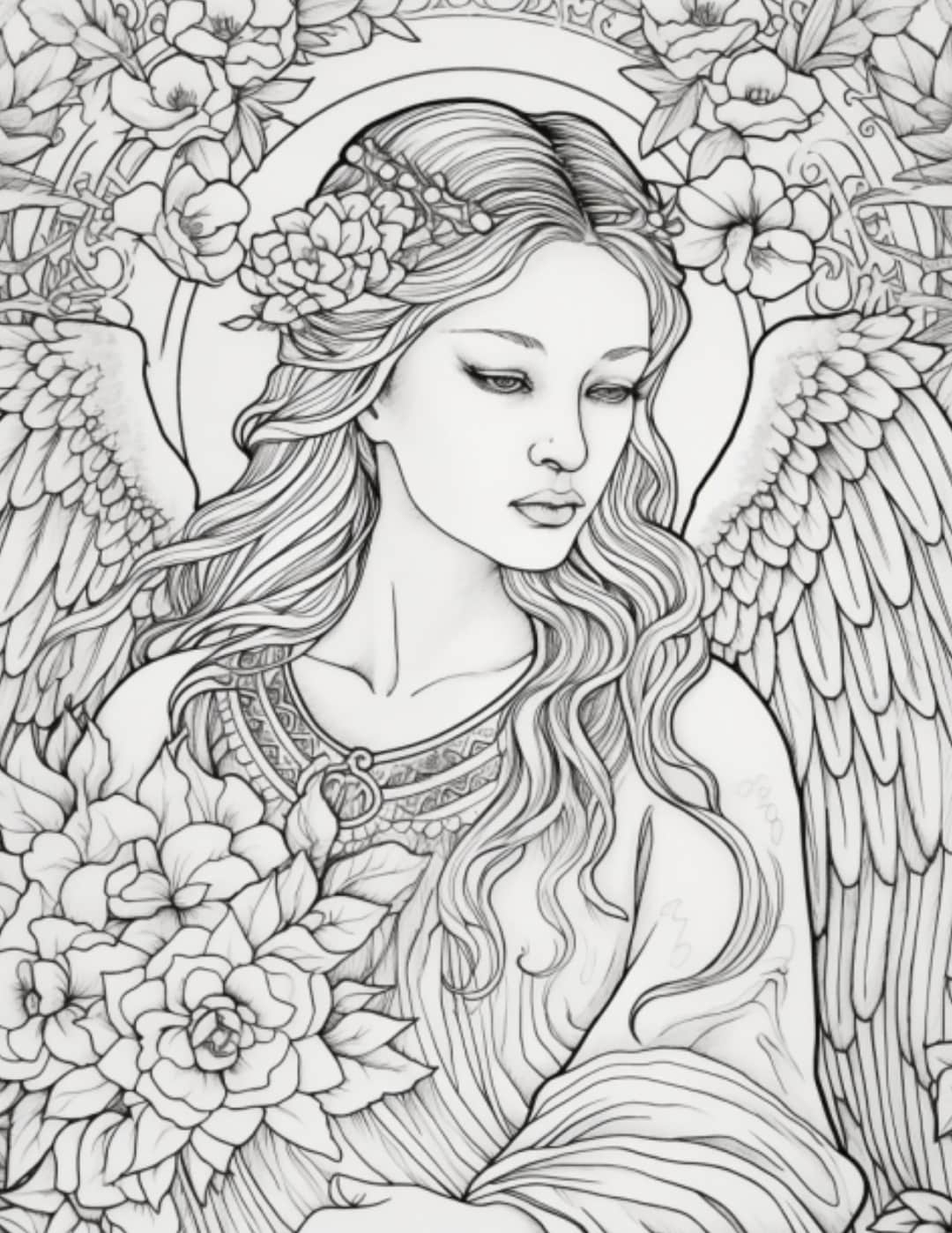 Angel Coloring Page Instant Download Grayscale Coloring Page Angel Coloring Page Instant Download Grayscale Coloring Page