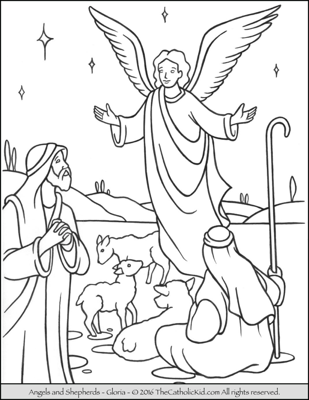 Angels Shepherds Gloria Coloring Page TheCahtolicKid Angels Shepherds Gloria Coloring Page TheCahtolicKid