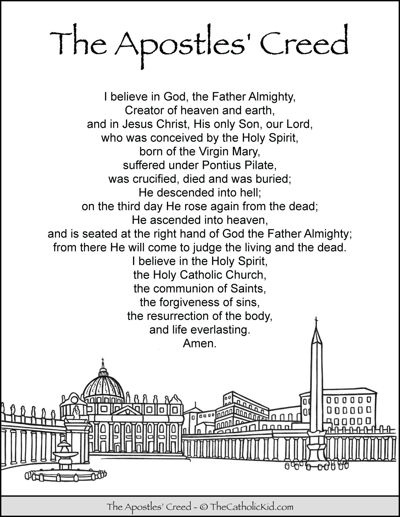 Apostles Creed Coloring Page TheCatholicKid Apostles Creed Coloring Page TheCatholicKid