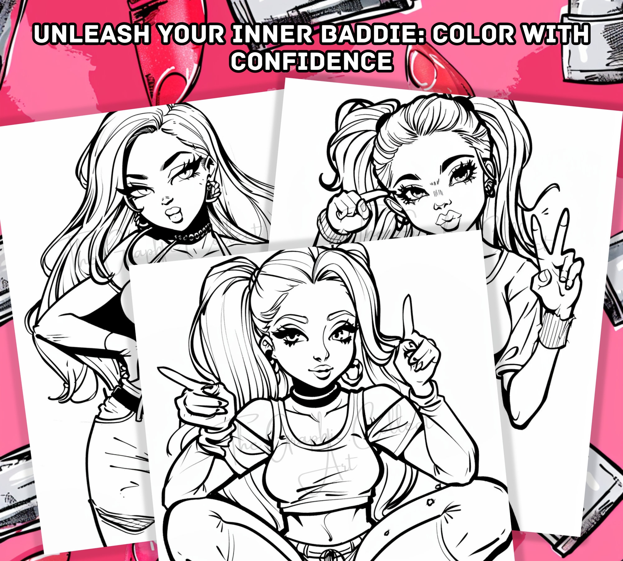 Baddie Girls Coloring Pages Easy Coloring Illustrations Printable PDF
