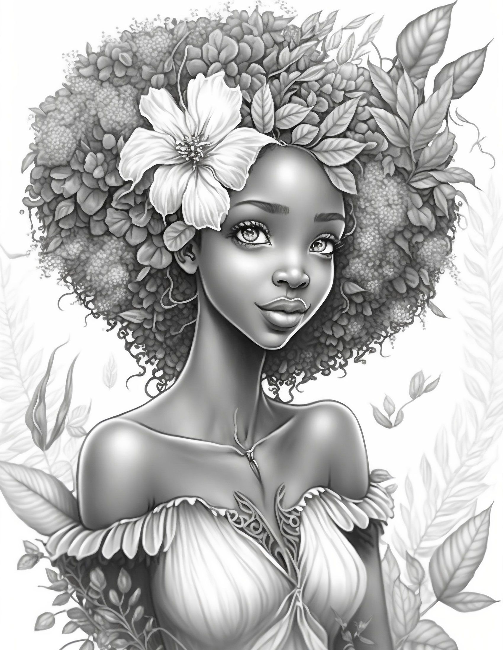 Beautiful Afro Fairies Flowers Coloring Pages For Kids And Adults Beautiful Afro Fairies Flowers Coloring Pages For Kids And Adults