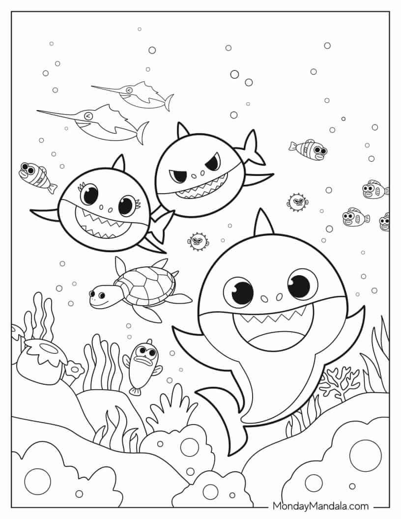 Best 12 Free Printable Baby Shark Coloring Pages To Download Print