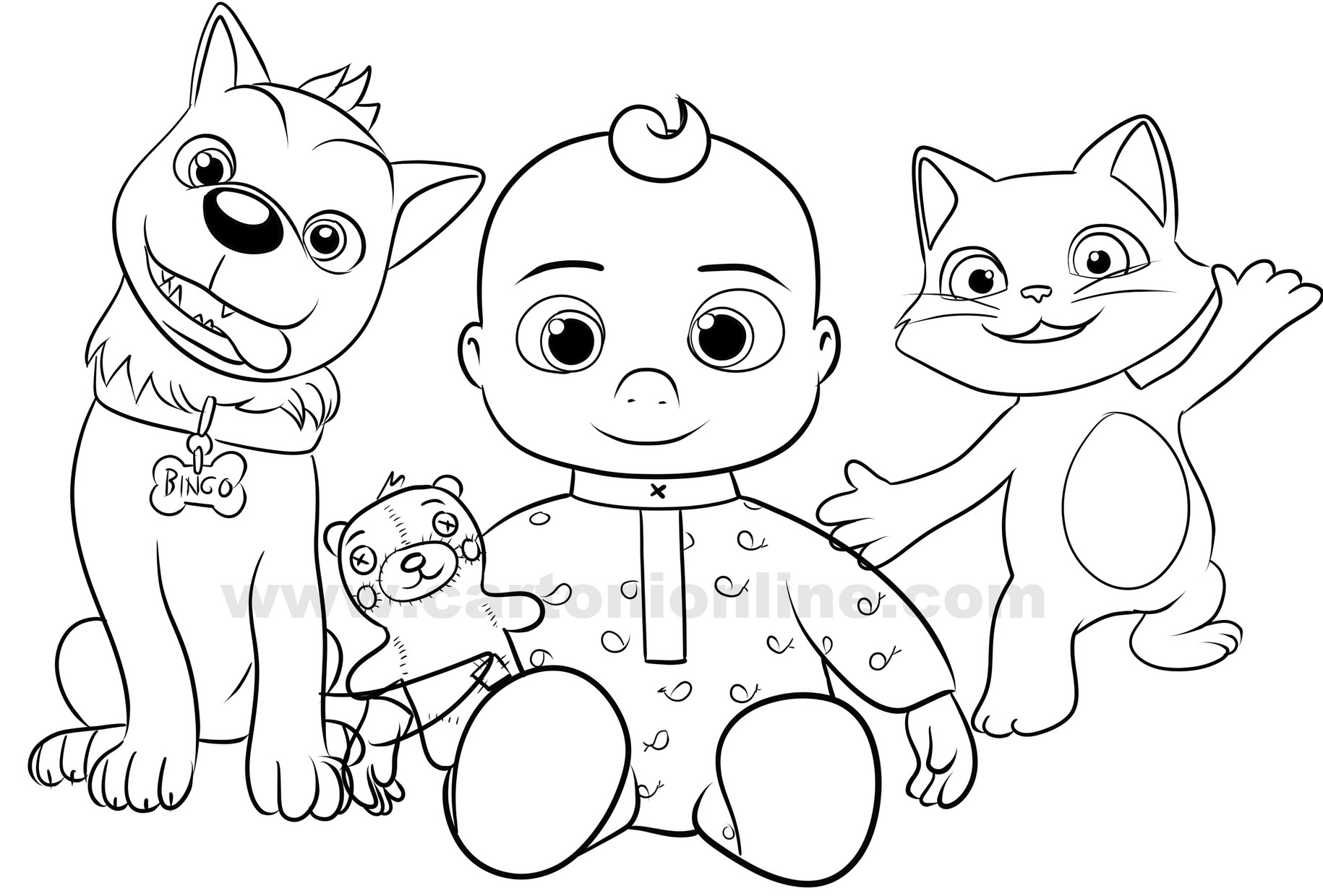 Bingo J J Kiki From Cocomelon Coloring Page Coloring Home Bingo J J Kiki From Cocomelon Coloring Page Coloring Home
