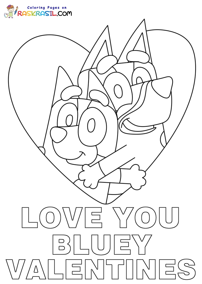 Bluey Valentine Coloring Pages
