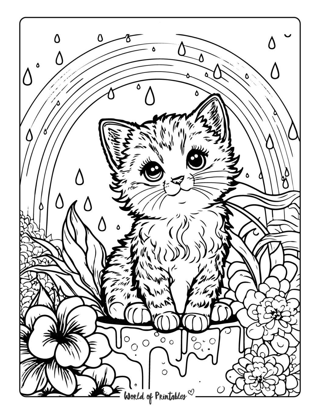 Cat Coloring Pages For Kids Adults World Of Printables Cat Coloring Pages For Kids Adults World Of Printables