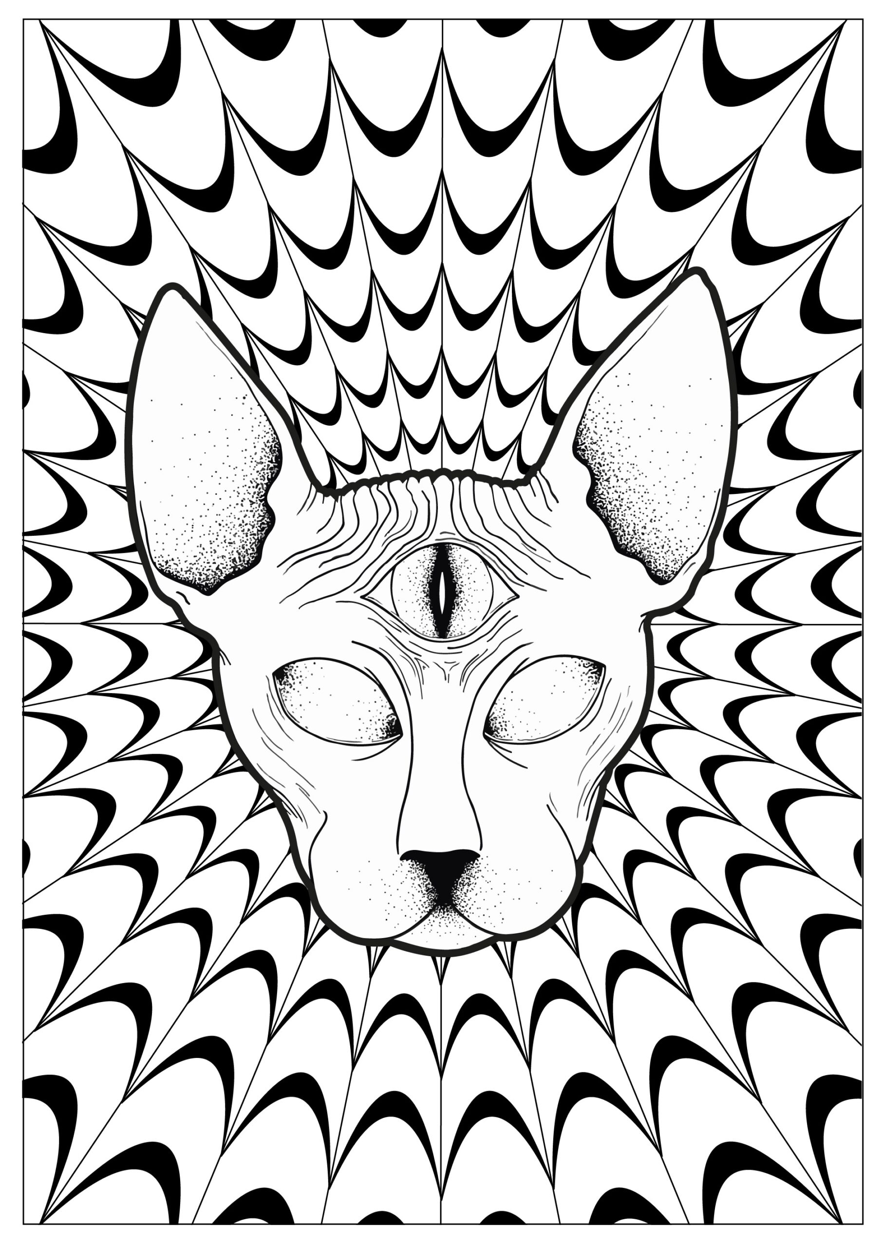 Cat Psychedelic Sphynx By Louise Psychedelic Coloring Pages For Adults Cat Psychedelic Sphynx By Louise Psychedelic Coloring Pages For Adults