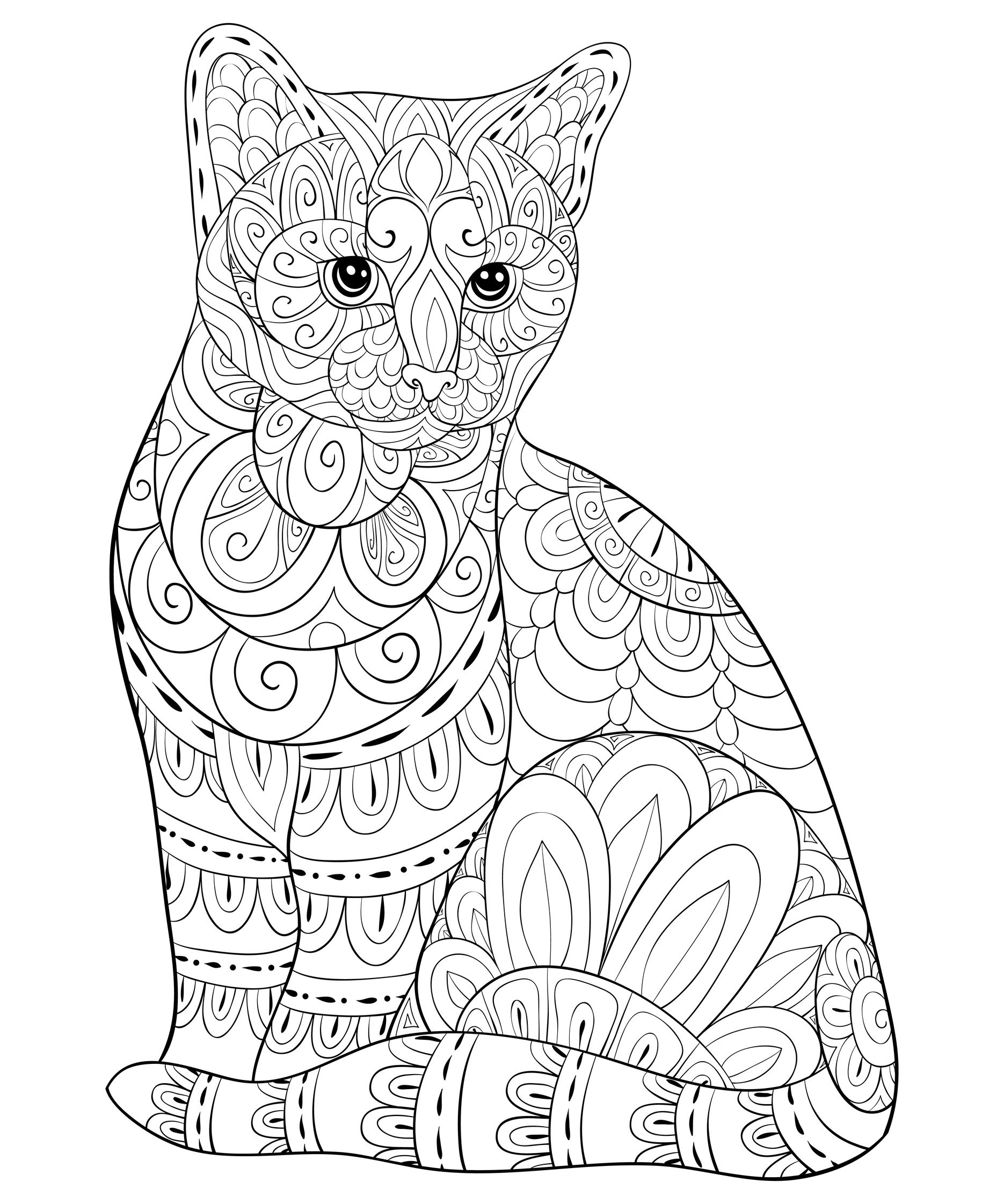 Cat To Color With Zentangle Patterns Cats Kids Coloring Pages Cat To Color With Zentangle Patterns Cats Kids Coloring Pages