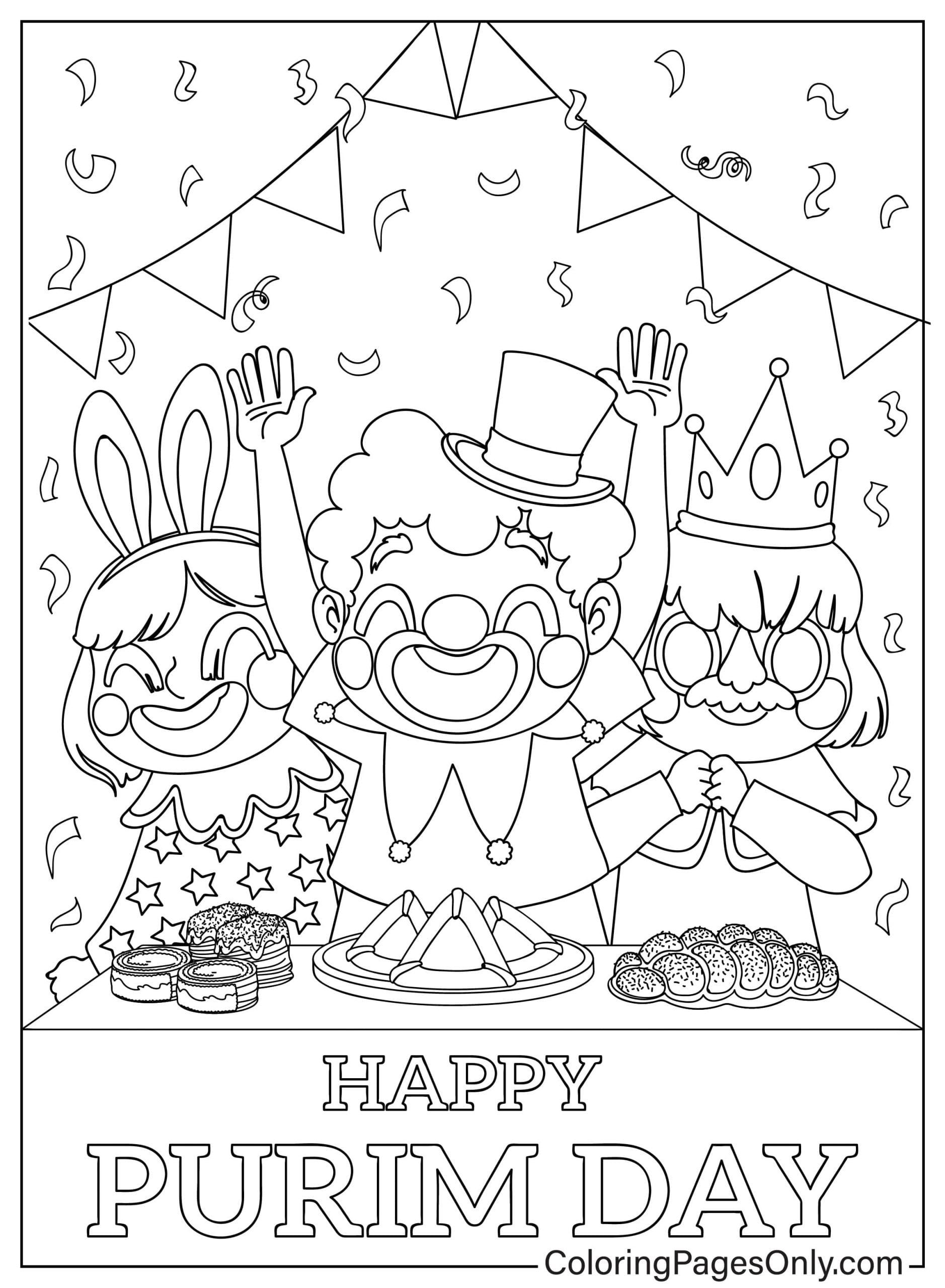 Childrens For Happy Purim Coloring Page Free Printable Coloring Pages