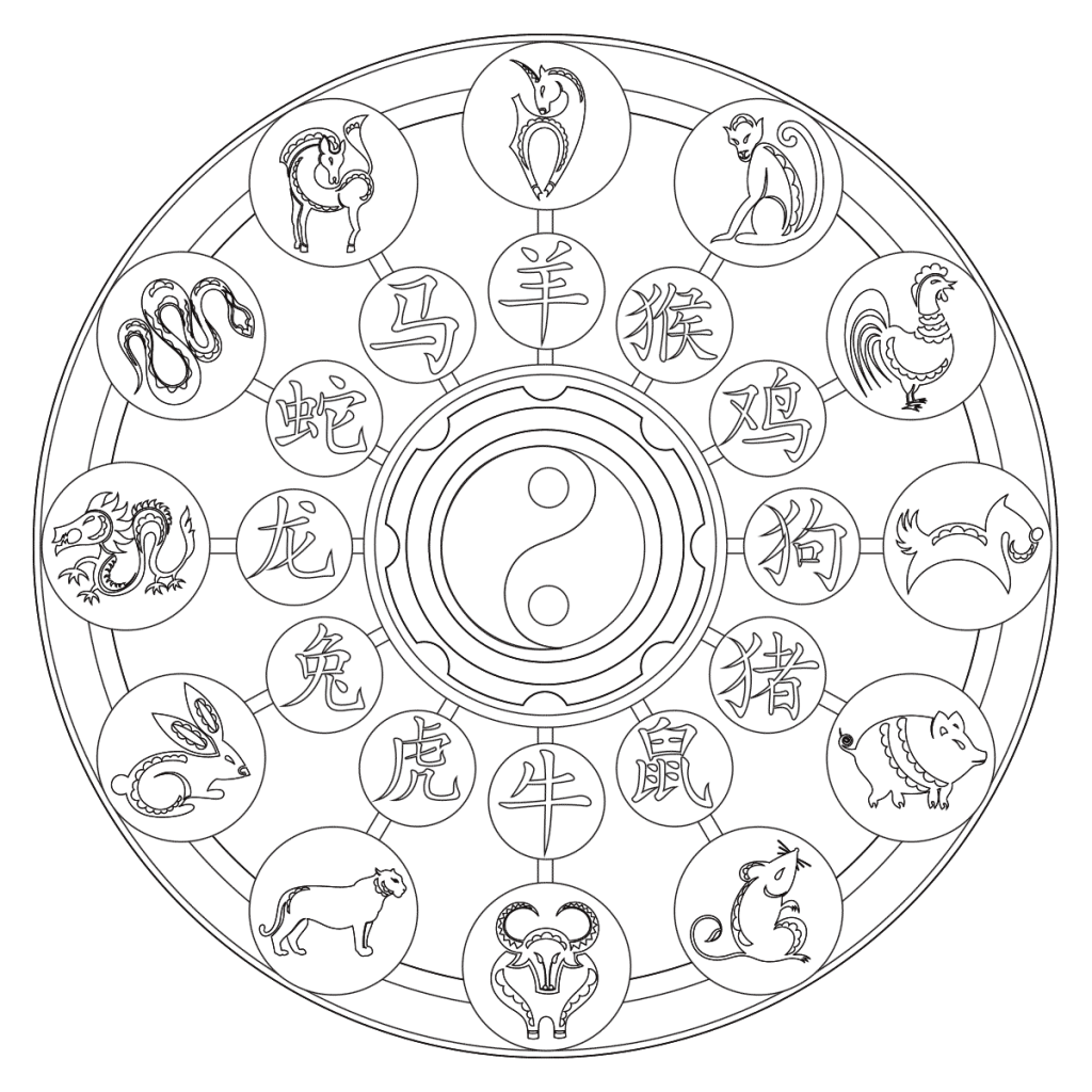 Chinese Zodiac Coloring Page Babadoodle Chinese Zodiac Coloring Page Babadoodle
