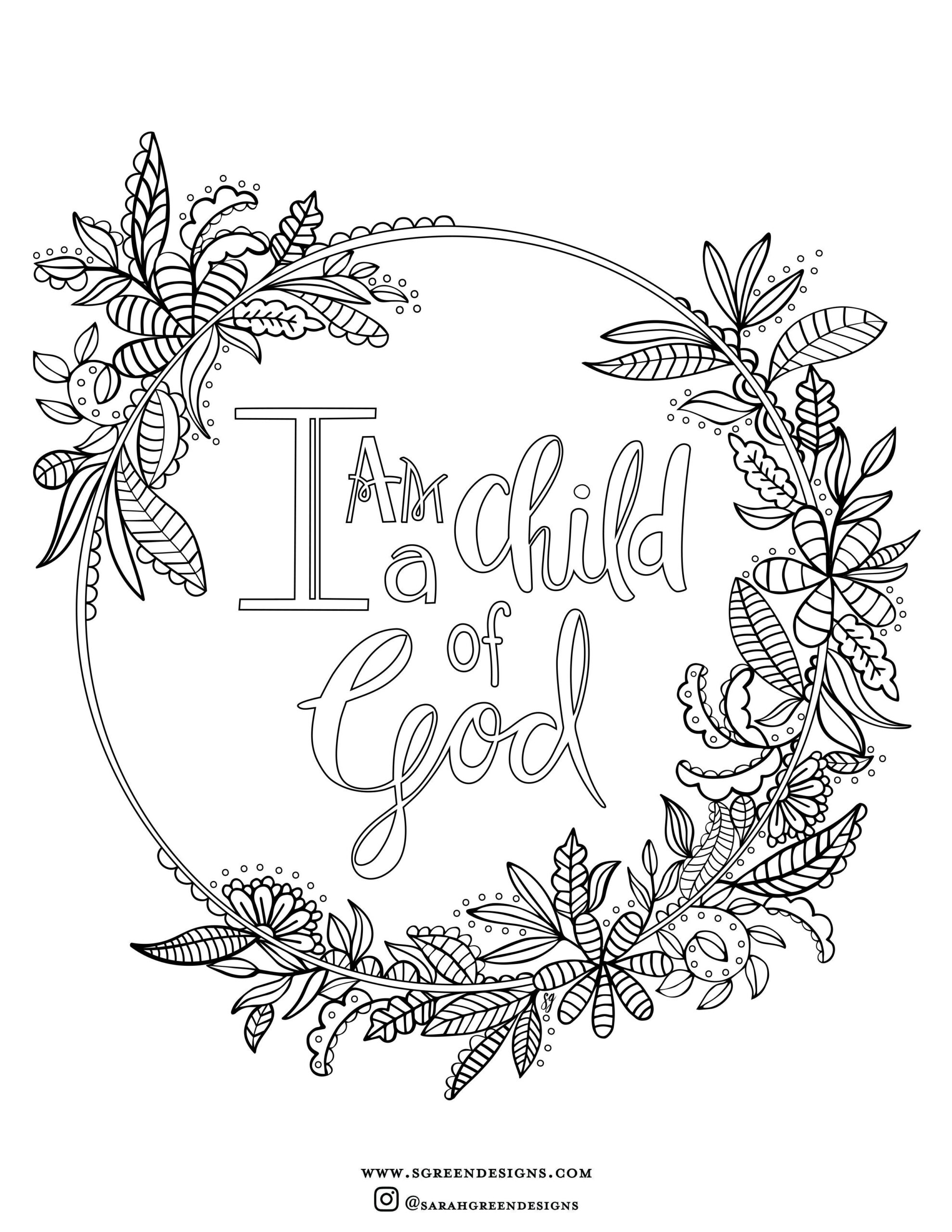 Christian Coloring Page I Am A Child Of God Christian Coloring Page I Am A Child Of God