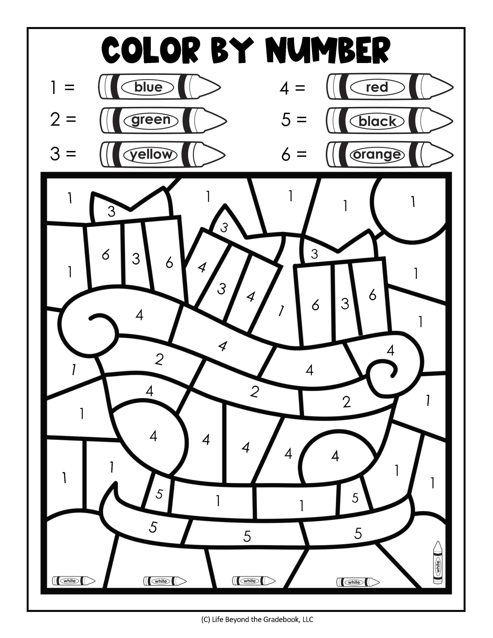 Christmas Color By Number Coloring Pages Recognize Digits 0 9 By Teach