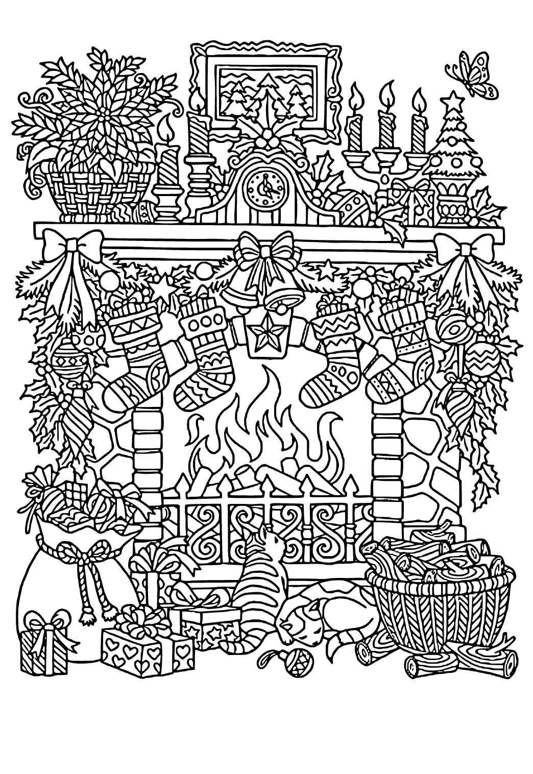 Christmas Fireplace Coloring Pages Christmas Fireplace Coloring Pages