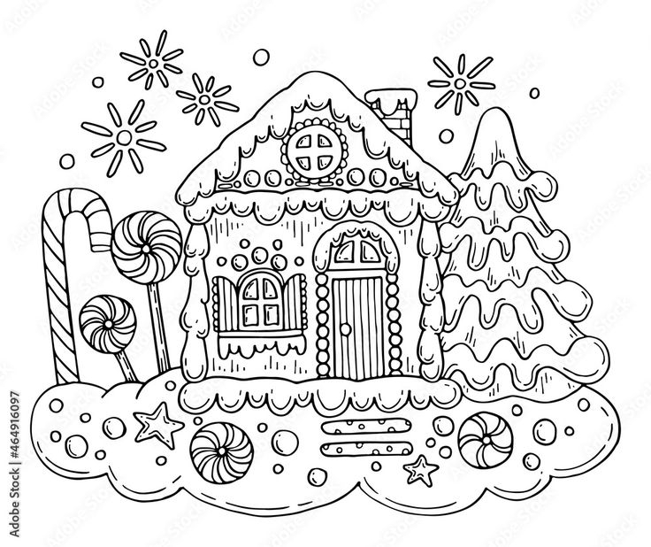 Christmas Gingerbread House Coloring Page Vector Holiday Sweets And Decor Christmas Gingerbread House Coloring Page Vector Holiday Sweets And Decor