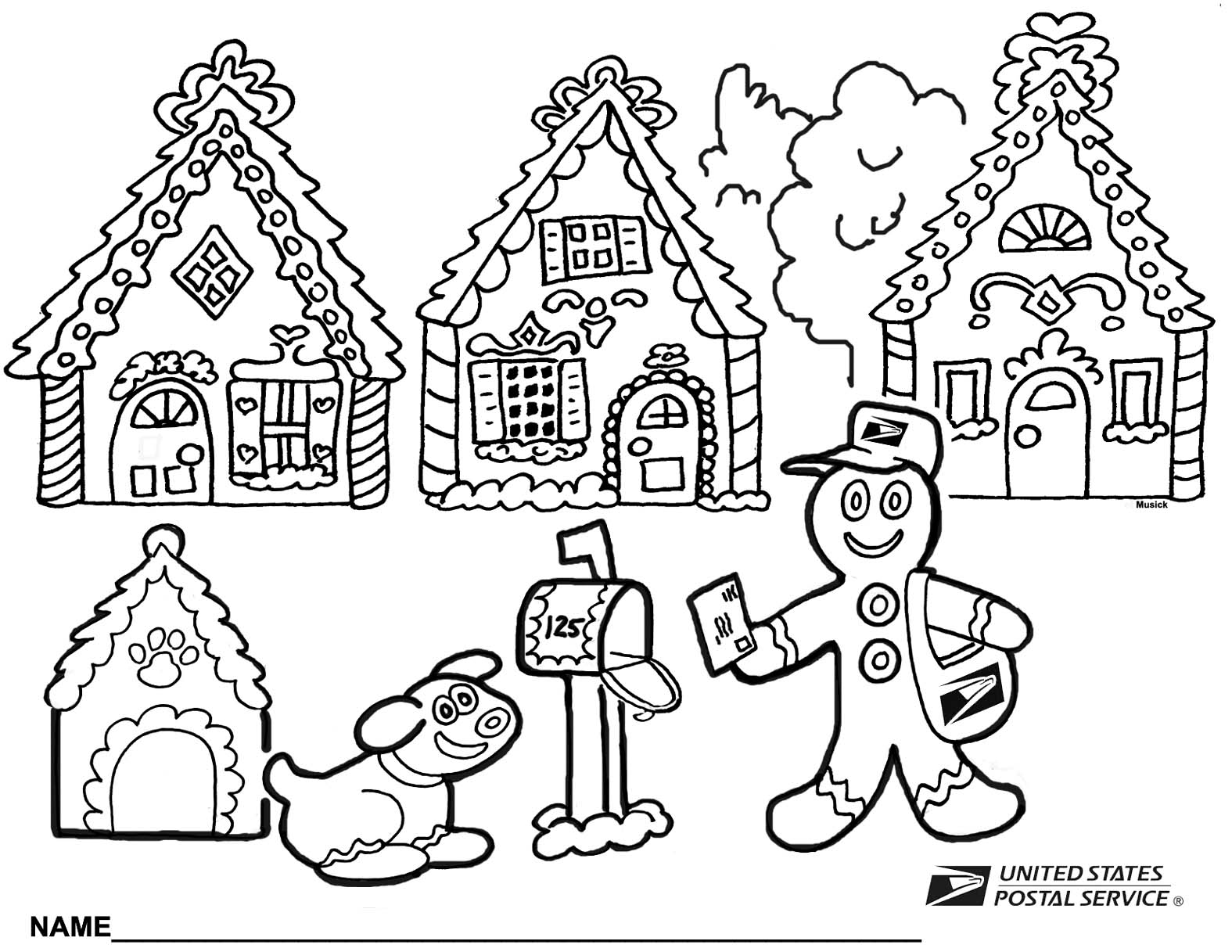 Christmas Gingerbread Man Coloring Pages Gift Wrapping Paper With