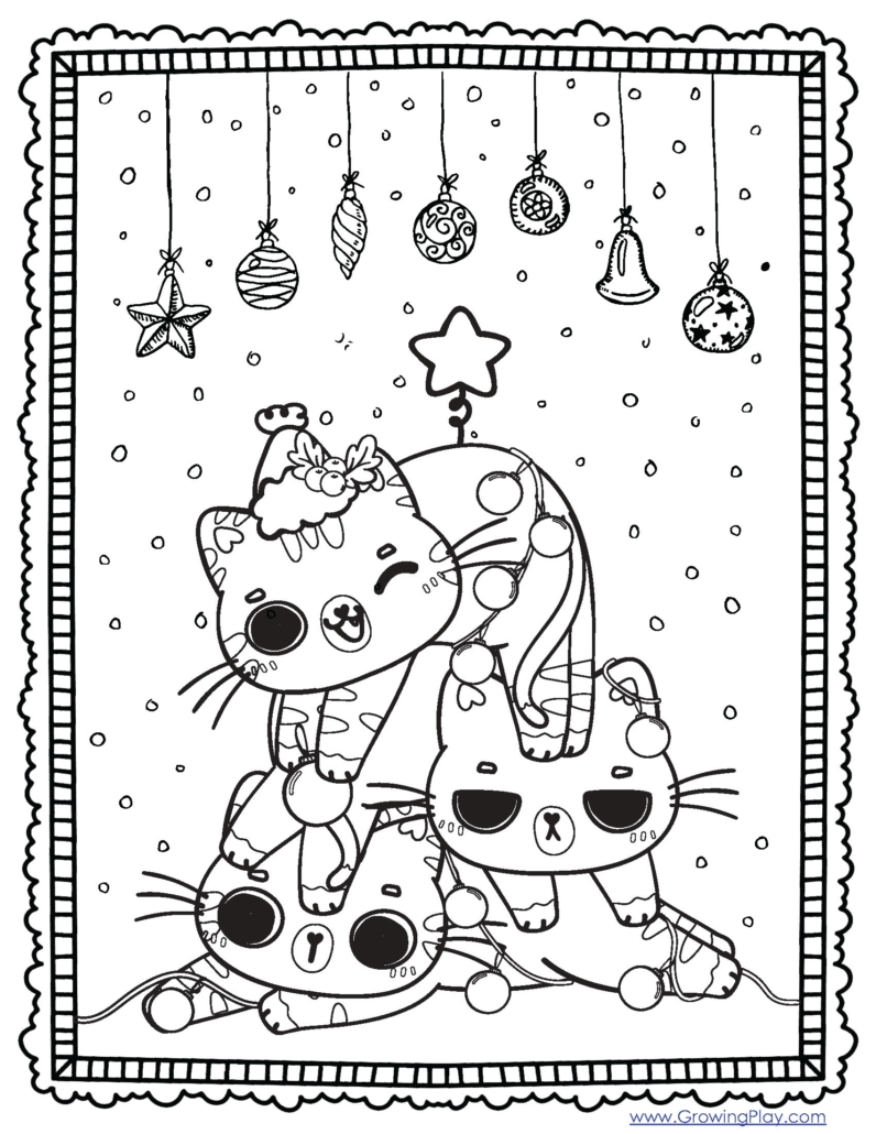 Christmas Kitten Coloring Page Christmas Kitten Coloring Page