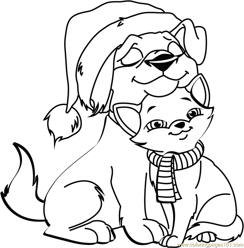 Printable Cat Christmas Coloring Pages Printable Cat Christmas Coloring Pages