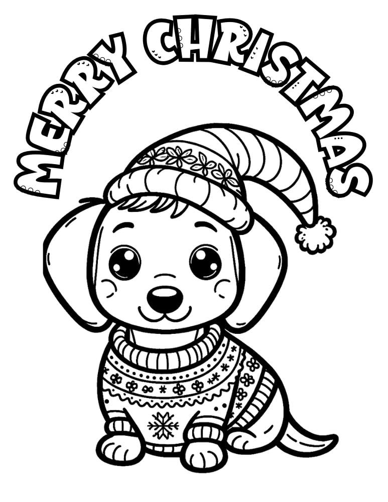 Christmas Puppies Coloring Pages Christmas Puppies Coloring Pages