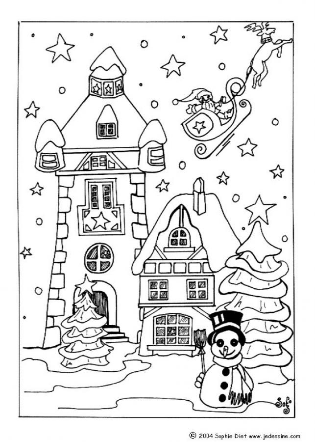 Christmas Village Coloring Pages Snow Covered House For Xmas Christmas Village Coloring Pages Snow Covered House For Xmas