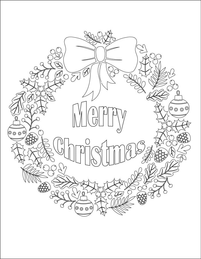 Christmas Wreath Printable Coloring Pages Christmas Wreath Printable Coloring Pages