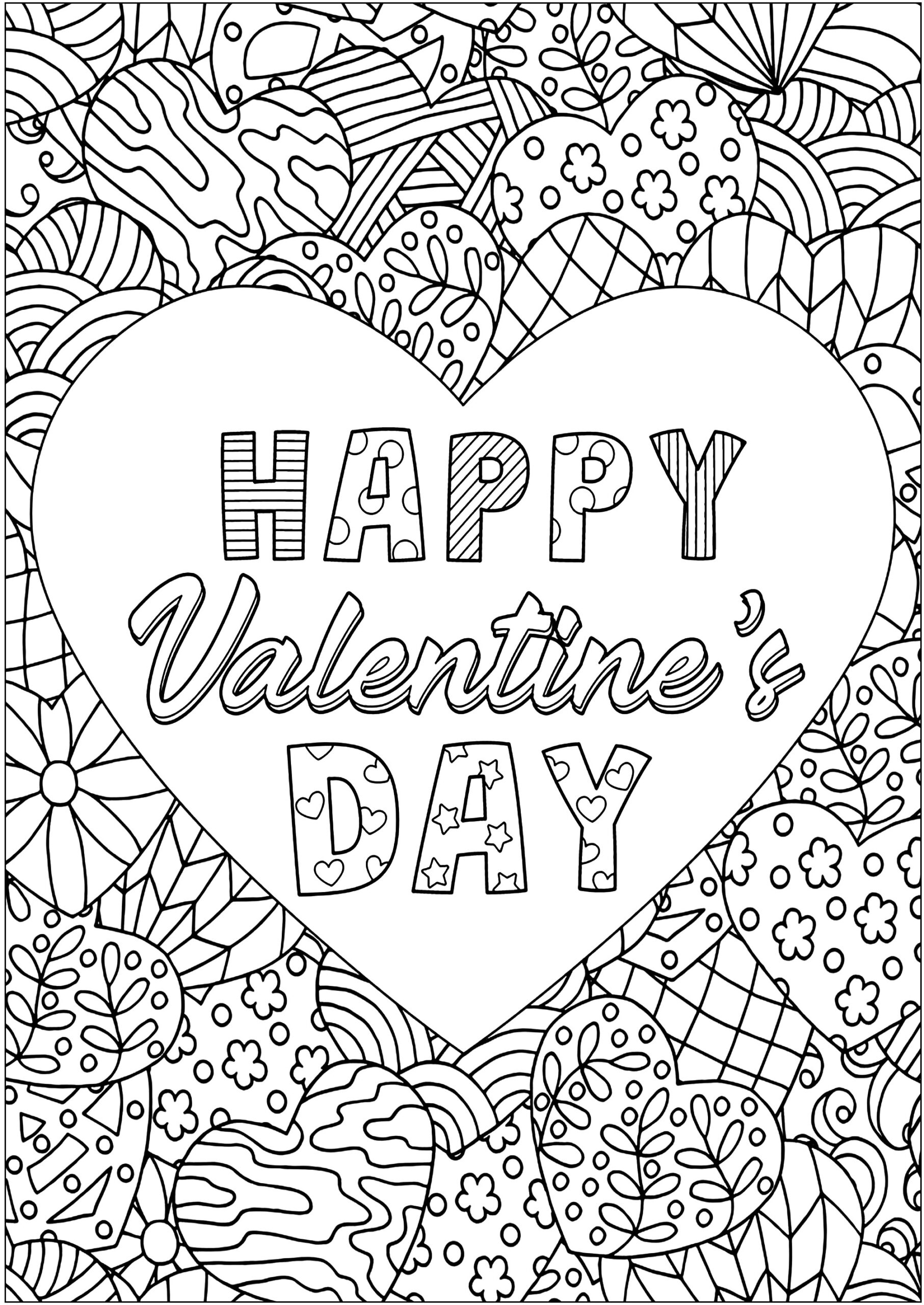 Coeur De La Saint Valentin Avec Motifs Complexes Coloriages Saint Coeur De La Saint Valentin Avec Motifs Complexes Coloriages Saint