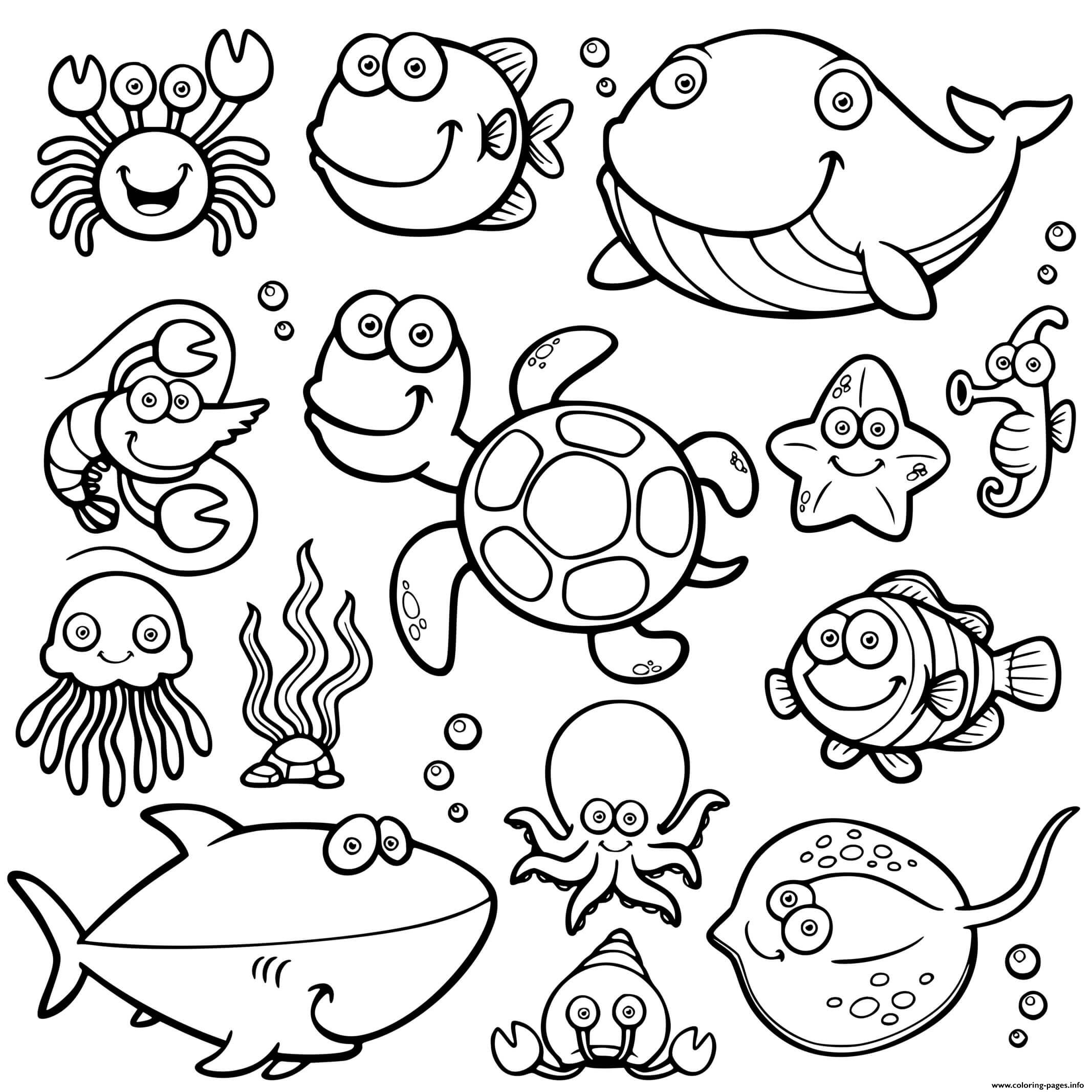 Collection Of Ocean Animals Coloring Pages Free Printable Collection Of Ocean Animals Coloring Pages Free Printable