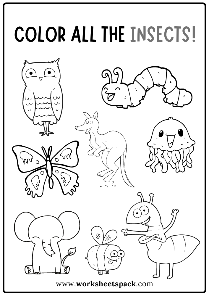 Color All The Insects Worksheet Free Insects Coloring Book PDF Color All The Insects Worksheet Free Insects Coloring Book PDF