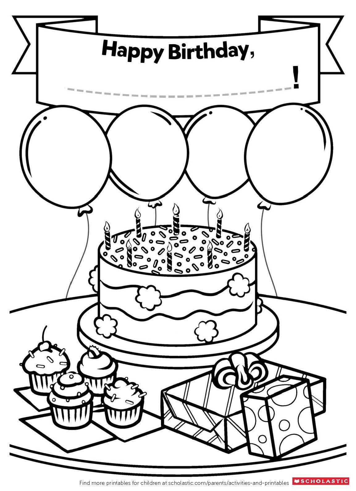 Colorable Printable Birthday Cards Colorable Printable Birthday Cards