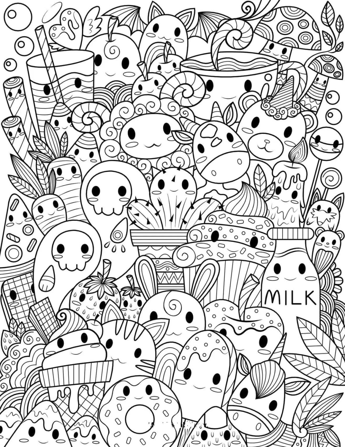 Free Printable Kawaii Food Coloring Pages Free Printable Kawaii Food Coloring Pages