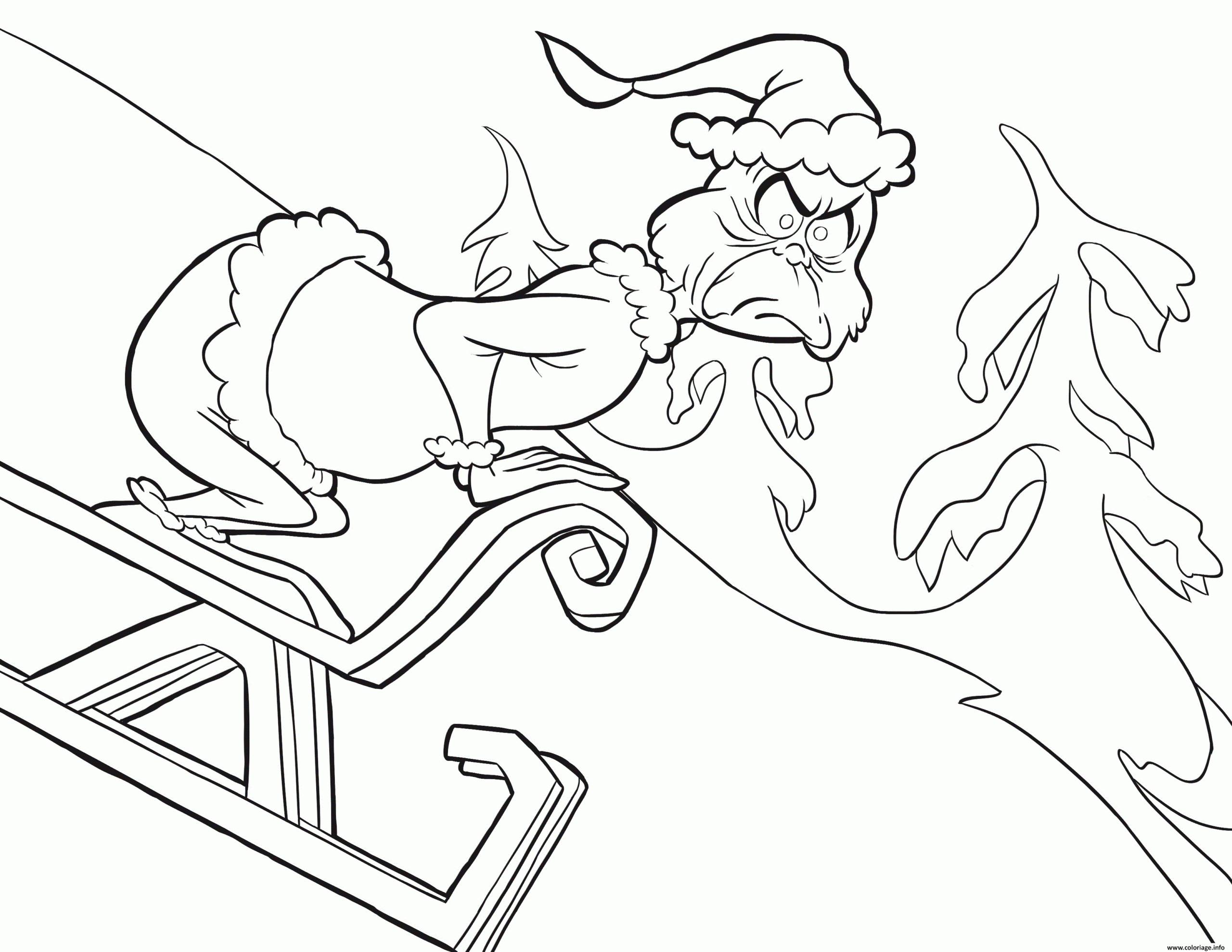 Coloriage Grinch Glisse Une Pente De Neige JeColorie
