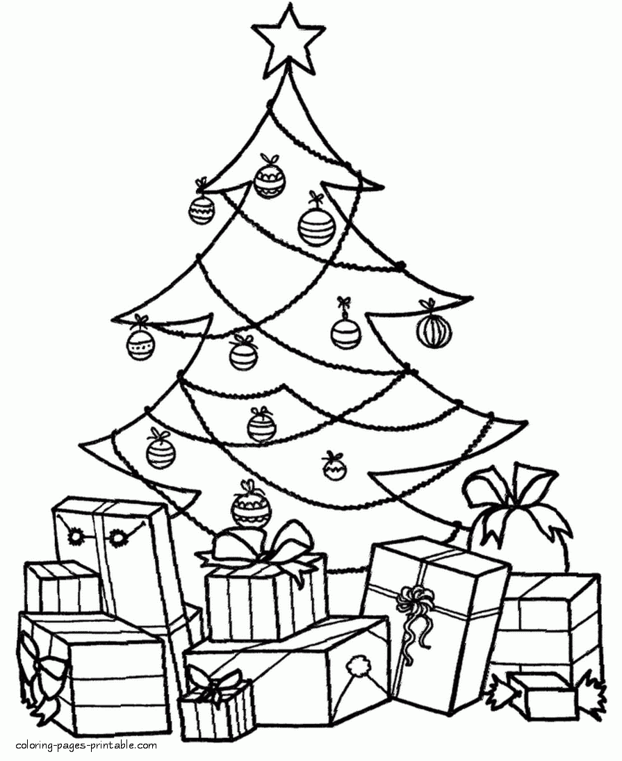 Coloring Page Christmas Tree And Many Presents COLORING PAGES Coloring Page Christmas Tree And Many Presents COLORING PAGES