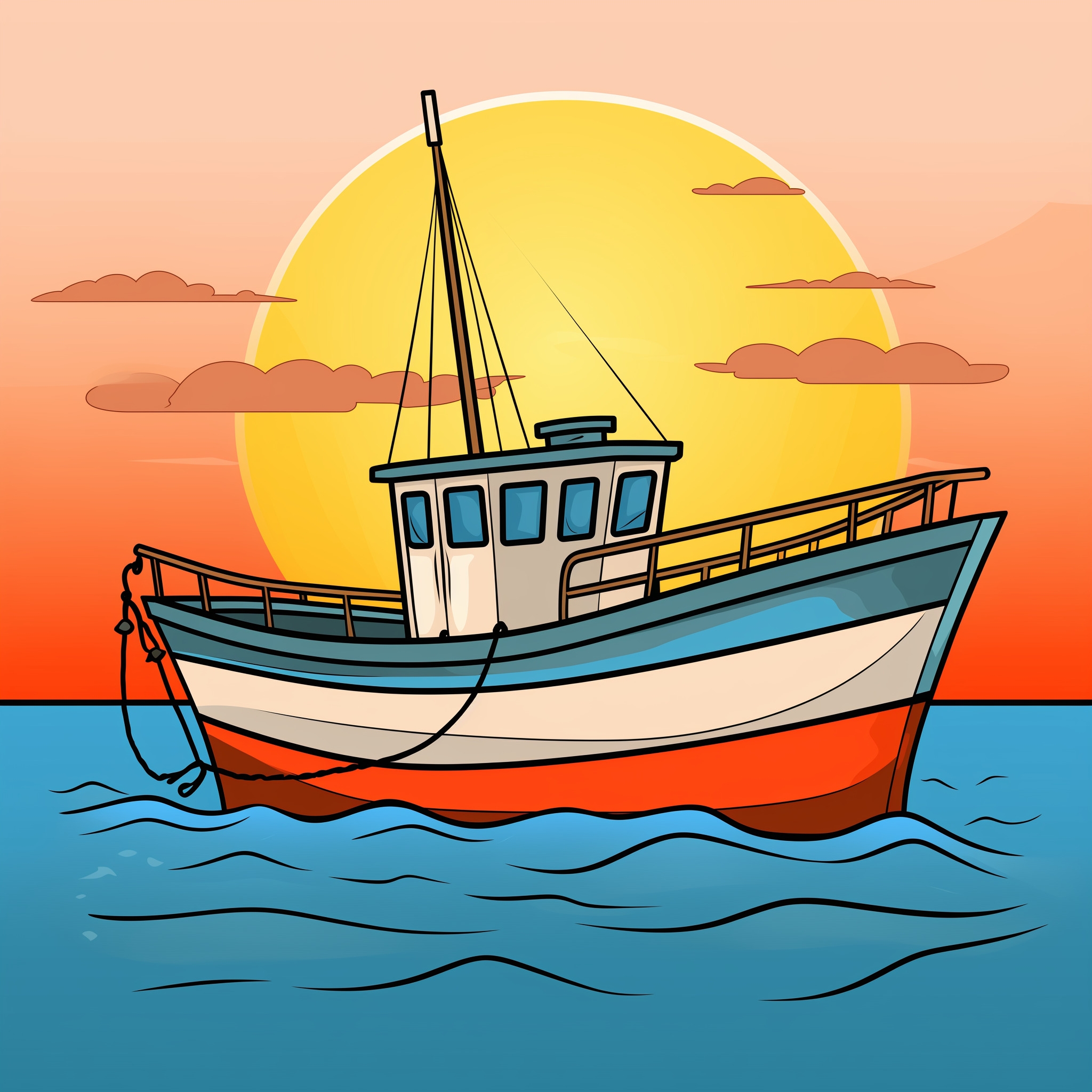 Coloring Pages Fishing Boat Coloring Pages Mimi Panda