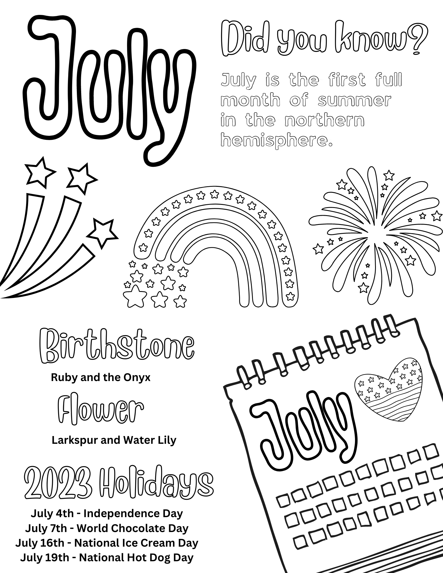 Coloring Pages For July Coloring Pages For July
