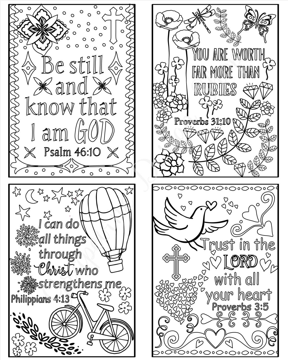 Coloring Scripture Cards Bible Verse Cards Set Of 8 Instant Download Coloring Scripture Cards Bible Verse Cards Set Of 8 Instant Download