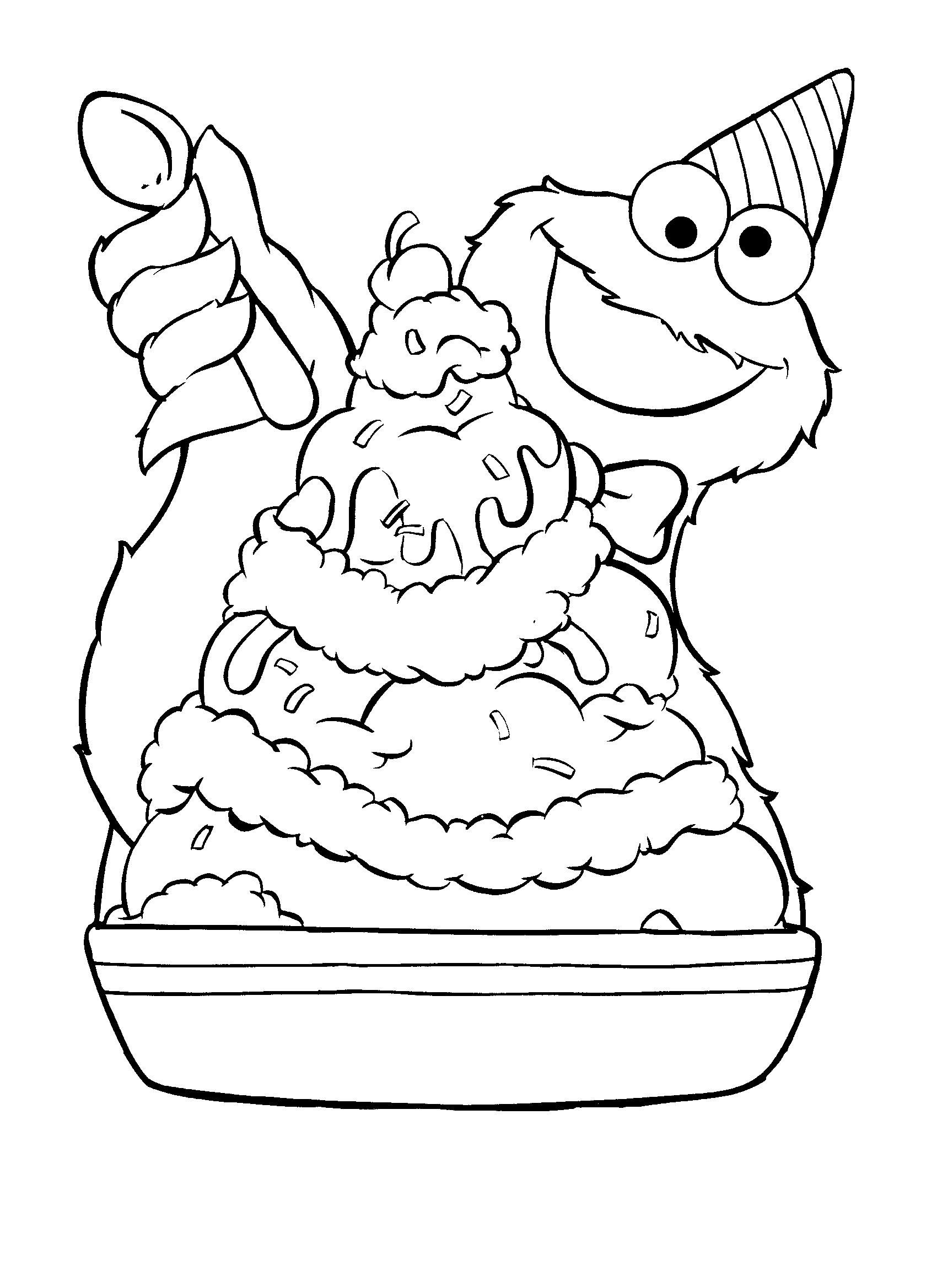 Cookie Monster Birthday 1 Coloring Page Printable MathewecGreer